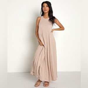 Z Supply Frappe Brown Slub Cotton‎ Flowy Sleeveless Maxi Dress Size XS